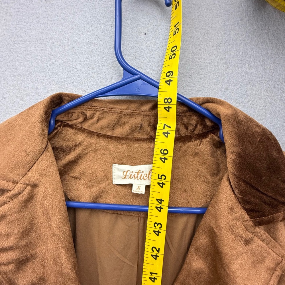 Listicle Faux Suede Long Trench Coat Camel Tan Boho Western Duster Jacket Small - Picture 12 of 14